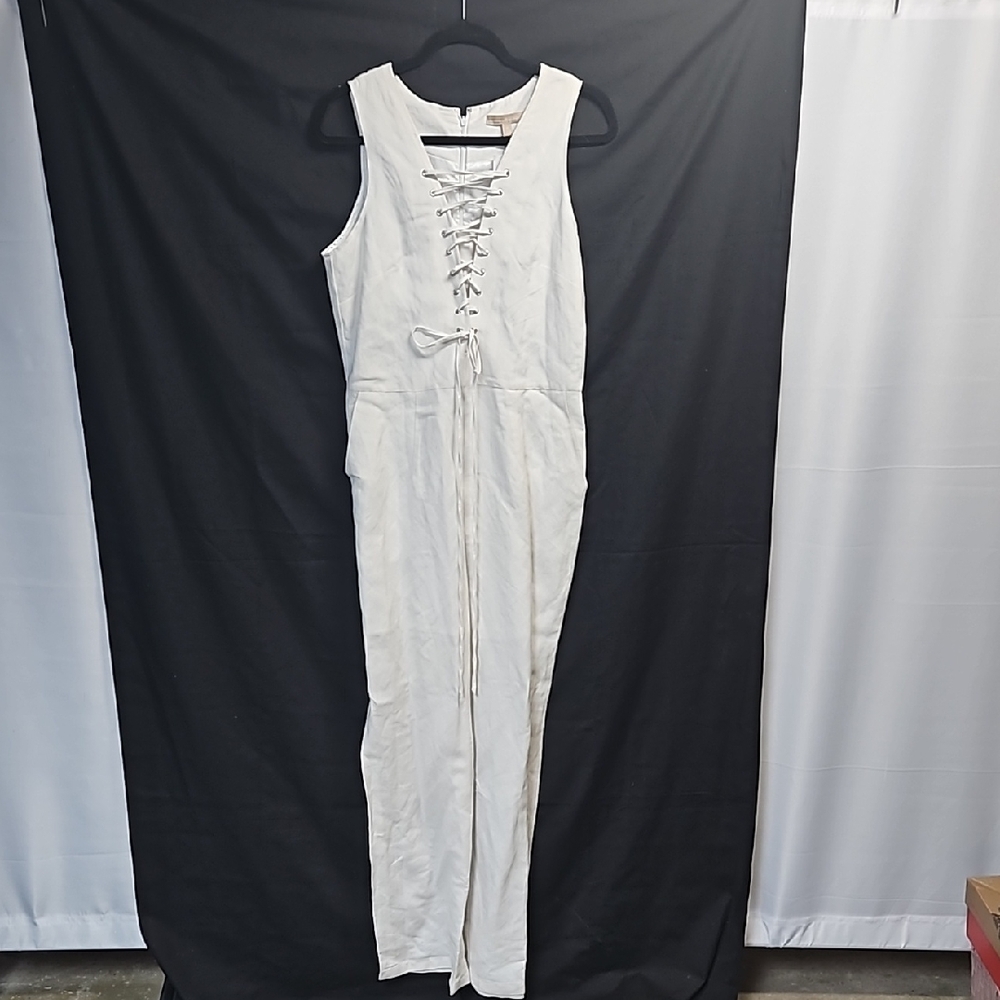 Sleeveless Lace-Up White Jumpsuit